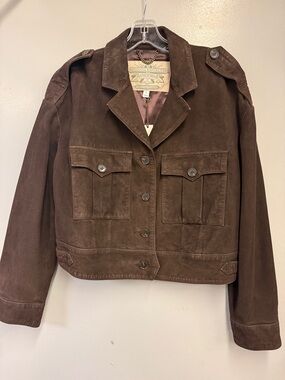 Banana Republic Brown Suede Button-Front Jacket